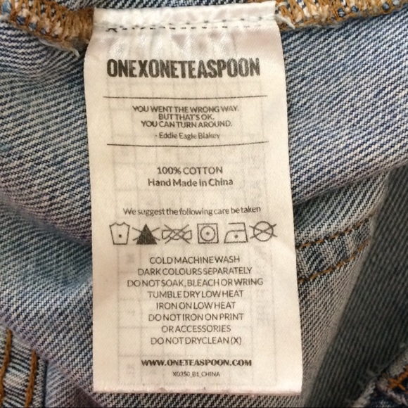 ONE X One Teaspoon Le Cat Distressed Denim Mini Skirt - Picture 6 of 11